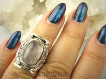 bpe8881 Delikatny Pierścień Pierścionek z różowym kwarcem KWARC RÓŻOWY - czakra Serca r.13 Srebro 925 #