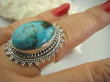 bpe4520 DUŻY cudowny Pierścień NATURALNY TURKUS - opiekun ciała i duszy r.17 Srebro 925 # - 9