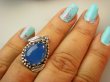 bpe9198 Piękny Egzotyczny Pierścień Pierścionek niebieski CHALCEDON czakra gardła (TARCZYCA) r.13 Srebro 925 # - 5