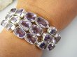 bb3816 XXL AMETYSTOWA KRÓLOWA  !!!! Duża szeroka 59 gramów, 25 szt kamieni !!! WSPANIAŁA Bransoleta Ametyst - kamień mądrości Srebro 925 # - 2
