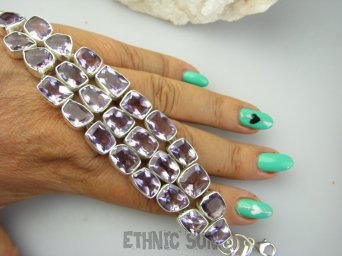 bb3816 XXL AMETYSTOWA KRÓLOWA  !!!! Duża szeroka 59 gramów, 25 szt kamieni !!! WSPANIAŁA Bransoleta Ametyst - kamień mądrości Srebro 925 #