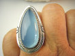 bpe9164 Błękitne Cacko Niebieski WSPANIAŁY Długi Duży Okaz Pierścień Pierścionek CHALCEDON (TARCZYCA) r.18 Srebro 925 # - 6