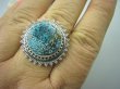 bpe5365 Turkusowe słońce  Pierścień NATURALNY BŁĘKITNO NIEBIESKI TURKUS - opiekun ciała i duszy r.21 pięknie zdobione Srebro 925 # - 3