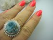 bpe5365 Turkusowe słońce  Pierścień NATURALNY BŁĘKITNO NIEBIESKI TURKUS - opiekun ciała i duszy r.21 pięknie zdobione Srebro 925 # - 4