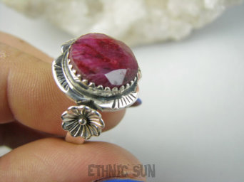 bpee4483 NAMIĘTNY RUBIN - Piękny Pierścionek Pierścień Rubin Indyjski Rubiny r.20 Srebro 925 #