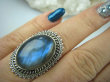 bpe5452 Biżuteria Egzotyczna - Piękny Czarodziej Orientalny Pierścień Labradoryt Spektrolit - kamień Zorzy Polarnej r.16 Srebro 925 # - 2