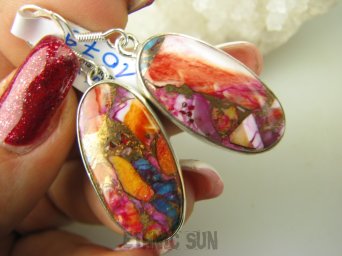 bke1079 Zjawiskowe Piękne Kolczyki Duże Okazy kamieni OSTRYGOWY TURKUS MIEDZIANY lśniące Srebro 925