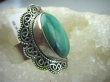 bpe5949 Piękność  zielony MALACHIT W KORONKACH !!!! Baśniowo Piękny DUŻY 3,1 cm Pierścień z Malachitem zielony MALACHIT r.17/ r.18 Srebro 925 # - 8