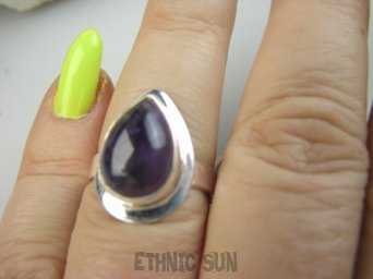 bpe9424 Delikatny śliczny Klasyczny Wygodny Pierścień Pierścionek AMETYST - kamień odwagi r.16 Srebro 925