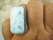 bpe9621 Anielski Prostokąt 17g !!!  Pierścień Pierścionek Rzadki Larimar ( kamień Anielski ) - stawy, serce lęki, otwiera czakrę gardła r.19 Srebro 925 # - 4