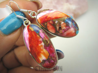 bke1069 Zjawiskowe Piękne Kolczyki Duże Okazy kamieni OSTRYGOWY TURKUS MIEDZIANY lśniące Srebro 925