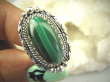 bpe8295 Biżuteria Egzotyczna !!! Cudowny Pierścień Pierścionek MALACHIT - pobudza kreatywność r.16 Srebro 925 # - 2