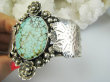 bb3935 O mój Boże jaka Piękna !!! NIEZWYKŁA GIGANT 74g !! Otwarta BRANSOLETA Bangla naturalny TURKUS Turkusy pięknie zdobione Srebro 925 # - 2