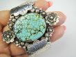 bb3935 O mój Boże jaka Piękna !!! NIEZWYKŁA GIGANT 74g !! Otwarta BRANSOLETA Bangla naturalny TURKUS Turkusy pięknie zdobione Srebro 925 # - 5