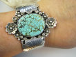 bb3935 O mój Boże jaka Piękna !!! NIEZWYKŁA GIGANT 74g !! Otwarta BRANSOLETA Bangla naturalny TURKUS Turkusy pięknie zdobione Srebro 925 # - 6