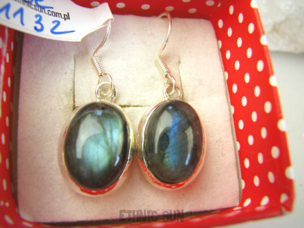 bke1132 Klasyczne Lekkie delikatne Kolczyki LABRADORYT Spektrolit kamień Zorzy Polarnej lśniące Srebro 925