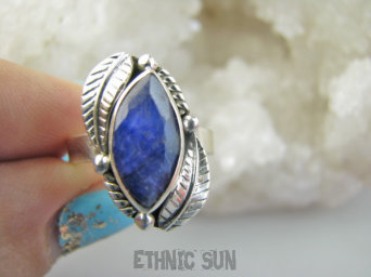 bpee4437 Delikatny Pierścień Pierścionek NATURALNY SZAFIR INDYJSKI Szafiry - WIERNOŚĆ związkach , Stres, choroby oczu ciśnienie r.14/ r.15 Srebro 925