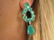 bkee1183 Ekskluzywne OSZAŁAMIAJĄCO Piękne Duże 16g! Długie 5.5 cm Kolczyki na sztyft Zielony Onyks Srebro 925 - 9