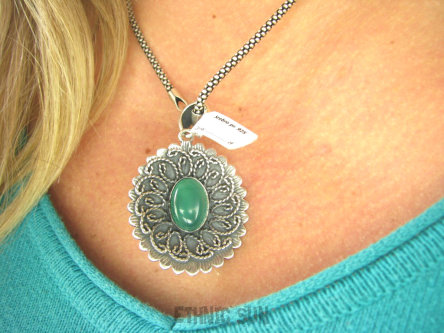 bwe3627 Dwa wisiory w 1 Niezwykły DWUSTRONNY WISIOR 18 gramów !!! Naturalny Chalcedon i Zielony Onyks Cudo z każdej strony Srebro 925 #