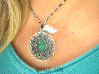 bwe3627 Dwa wisiory w 1 Niezwykły DWUSTRONNY WISIOR 18 gramów !!! Naturalny Chalcedon i Zielony Onyks Cudo z każdej strony Srebro 925 #