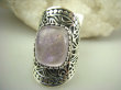 bpe7875 Egzotyczne CUDO szeroki masywny mega Pierścień KWARC Różowy z inkluzjami  r.13 zdobiona obrączka Srebro 925 # - 6