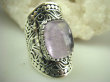 bpe7875 Egzotyczne CUDO szeroki masywny mega Pierścień KWARC Różowy z inkluzjami  r.13 zdobiona obrączka Srebro 925 # - 7