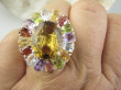 bpee4621 Wooow BOSKO PIĘKNY WIELOBARWNY Lux Pierścień Pierścionek naturalny Kwarc, Ametyst, Cytryn, Granaty, Oliwin, Blue Topaz r.18 SREBRO 925 # - 3