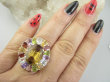 bpee4621 Wooow BOSKO PIĘKNY WIELOBARWNY Lux Pierścień Pierścionek naturalny Kwarc, Ametyst, Cytryn, Granaty, Oliwin, Blue Topaz r.18 SREBRO 925 # - 2
