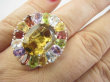 bpee4621 Wooow BOSKO PIĘKNY WIELOBARWNY Lux Pierścień Pierścionek naturalny Kwarc, Ametyst, Cytryn, Granaty, Oliwin, Blue Topaz r.18 SREBRO 925 # - 7