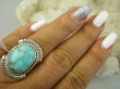 bpe8134 Niezwykły OKAZ Delikatny Pierścień naturalny TURKUS ARIZONA Turkusy r.18 egzotyczne Srebro 925 # - 4