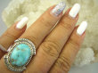 bpe8134 Niezwykły OKAZ Delikatny Pierścień naturalny TURKUS ARIZONA Turkusy r.18 egzotyczne Srebro 925 # - 3