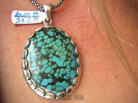 bwe3129 CUDOWNY UNIKAT Piękny Egzotyczny Wisior naturalny TURKUS Turkusy Srebro 925 #