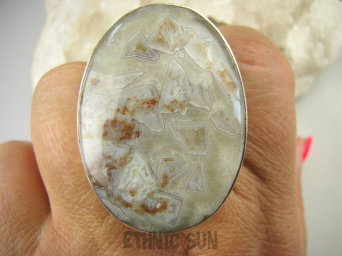 bpe7806 SKARB Pani Natury Duży 25 G Klasyczny Pierścień kojący szaro brązowy JASPIS KRAJOBRAZOWY regulowany r.19, r.20, r.21, r.22, r.23, r.24 Srebro 925 #