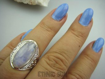 bpe5313 Biżuteria Egzotyczna !!! Delikatny Ażurowy Pierścień Kamień Księżycowy r.16 ażurowa obrączka Srebro 925 #