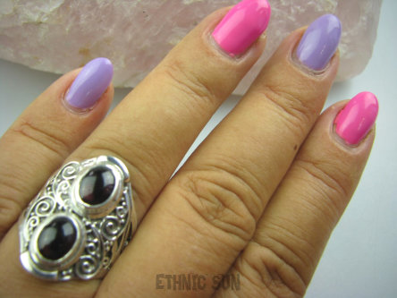 bpe4971 Egzotyczny Pierścień naturalne Granaty - kamienie namiętności Granaty w kolorze czerwonego wina r.20 Srebro 925 #