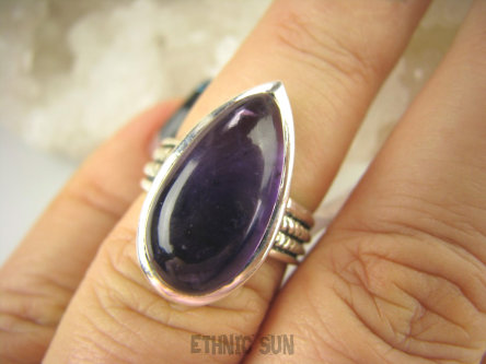 bpe6758 Cudny  Delikatny Pierścień naturalny Fioletowy Ametyst - kamień mądrości r.13 zdobiona obrączka Srebro 925 #