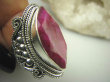 bpee3621 Duży MALINOWY Długi 3,4 cm Pierścień z Rubinem Indyjski Rubiny r.19 Srebro 925 # - 7