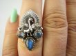 bpe9081 Piękny mieniący się  Pierścień Pierscionek Królewski Paw oraz niebieski Labradoryt Spektrolit r.15 Srebro 925 # - 5