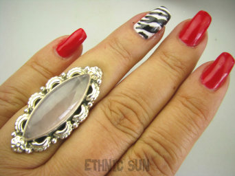 bpe8021 Długi 4.1 OKAZ !!!! Egzotyczny Pierścień KWARC Różowy Kamień mocnego SERCA r.16 Srebro 925 #