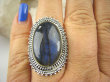 bpe7019 Piękny Orientalny Pierścień czarno-srebrzysty z granatową poświatą  Labradoryt Spektrolit - kamień Zorzy Polarnej r.22 Srebro 925 # - 2