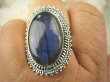 bpe7019 Piękny Orientalny Pierścień czarno-srebrzysty z granatową poświatą  Labradoryt Spektrolit - kamień Zorzy Polarnej r.22 Srebro 925 # - 5