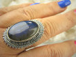 bpe7019 Piękny Orientalny Pierścień czarno-srebrzysty z granatową poświatą  Labradoryt Spektrolit - kamień Zorzy Polarnej r.22 Srebro 925 # - 6