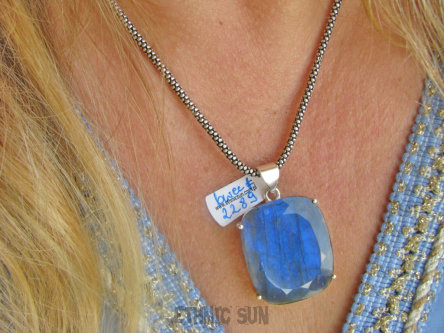 bwee2289 Magicznie PIĘKNY UNIKAT 16 G ! WISIOR Rzadkość SZLIFOWANY LABRADORYT Spektrolit - kamień Zorzy Polarnej SREBRO 925 #