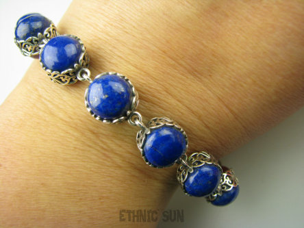 bb3636 Cudowna aż 24 gramy ! DWUSTRONNA 2 bransoletki w 1 Uzdrawiająca OCZYSZCZAJĄCA CZAKRY Bransoleta 14 kamieni Bransoletka Kamień Księżycowy, Ametyst, Lapis Lazuli, Chalcedon, Onyks, Tygrysie Oko Orle Pióro Srebro 925 #