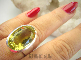 bpee4089 LŚNIĄCY KLEJNOT !! Piękny Pierścień Żółty CYTRYN LEMON  - OKAZ NAJWYŻSZA JAKOŚĆ KAMIENIA Cytryn - kamień antycukrzycowy r.17 Srebro 925 #