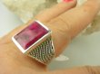 bpee3978 DUŻY ROZMIAR r.31 Sygnet MĘSKI lub damski Pierścień Pierścionek z Rubinem Indyjskim Rubin Indyjski Rubiny Srebro 925 # - 5