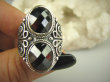 bpee3624 Masywny Orientalny Pierścień szlifowany czarny Onyks - regeneruje SERCE, EGZEMY, PAMIĘĆ r.21/ r.22 Srebro 925 # - 7