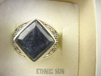 bpee4132 UNISEX DUŻY MĘSKI lub damski SYGNET Pierścień Pierścionek Szafir Indyjski Szafiry r.27 DUŻY ROZMIAR Srebro 925 #