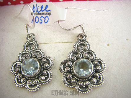 bkee1050 Egzotyczne Uwodzicielki Śliczne LEKKIE Kolczyki Błękitny Blue Topaz - kamień młodości Srebro 925