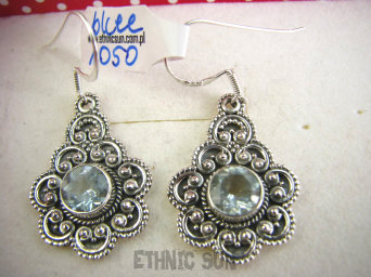 bkee1050 Egzotyczne Uwodzicielki Śliczne LEKKIE Kolczyki Błękitny Blue Topaz - kamień młodości Srebro 925